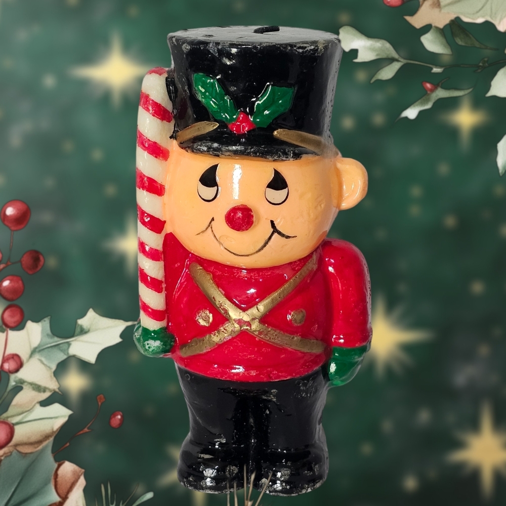 Toy Soldier Wax Candle 8" TALL Vintage Christmas Candle